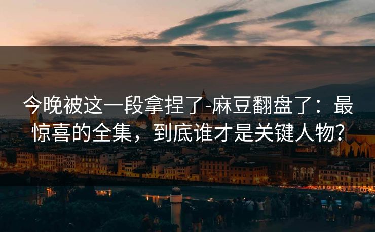 今晚被这一段拿捏了-麻豆翻盘了：最惊喜的全集，到底谁才是关键人物？