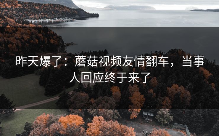 昨天爆了：蘑菇视频友情翻车，当事人回应终于来了